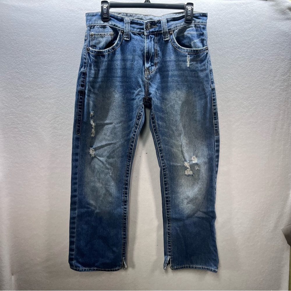 CJ Black Distressed Bootcut Jeans Mens‎ 32/30 Cotton Denim Embroidered 2801
